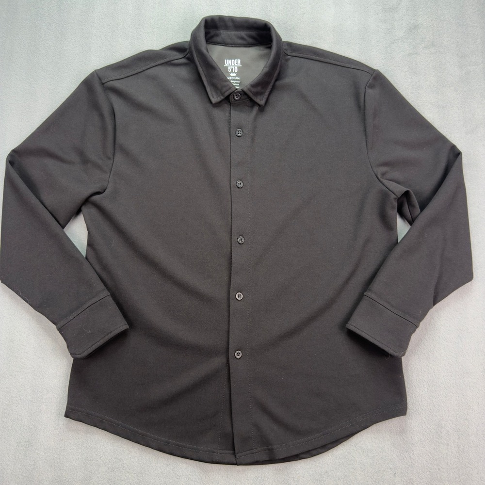 Under 5'10 Button Down Shirt Medium Black Long Sleeve Stretch Top